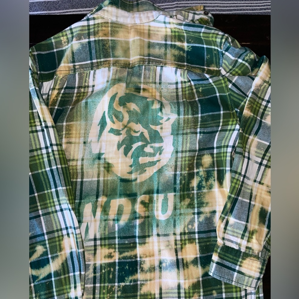 Custom Bleach Dyed NDSU flannel